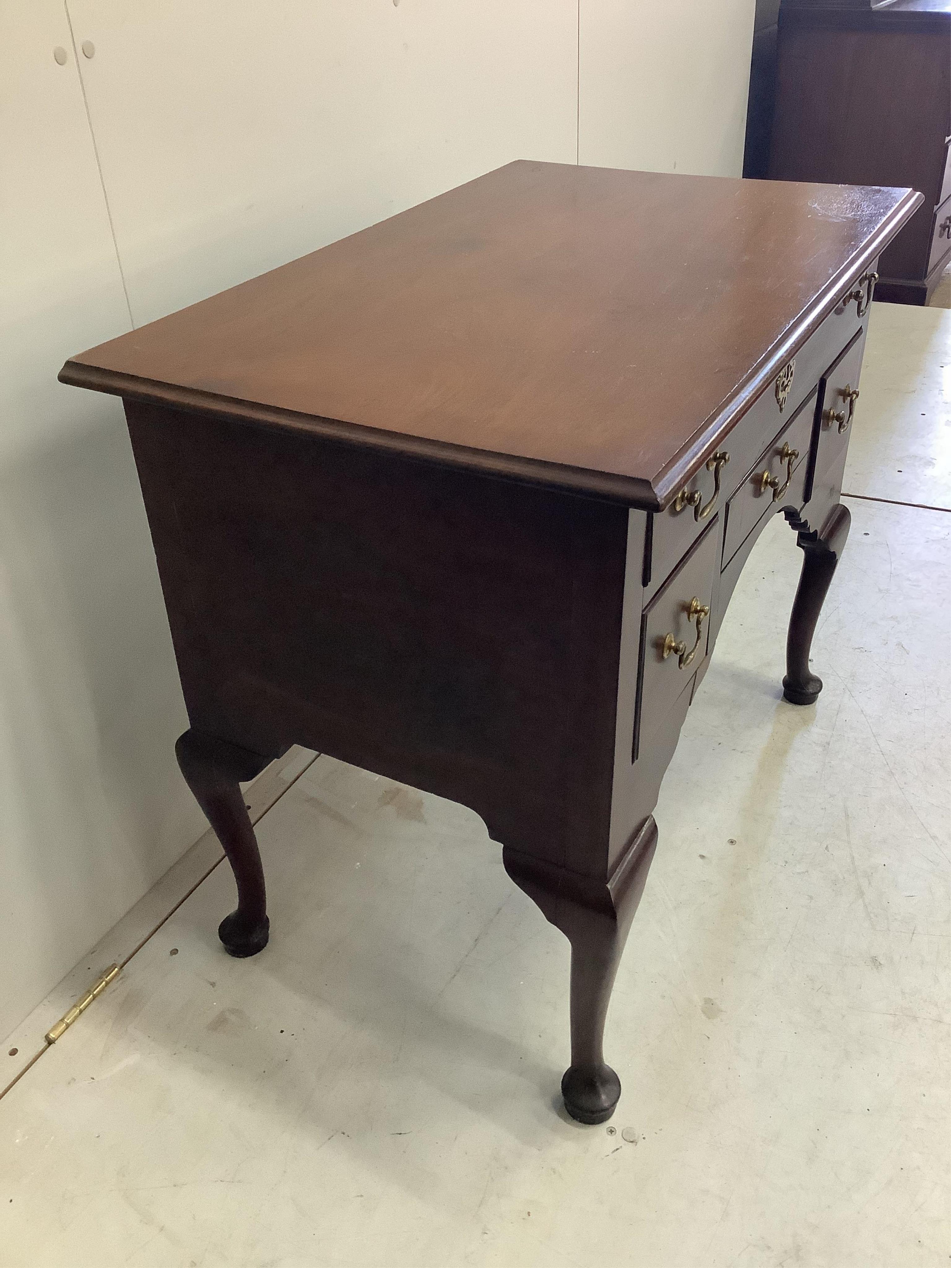 A George III mahogany lowboy, width 84cm, depth 52cm, height 71cm. Condition - fair to good